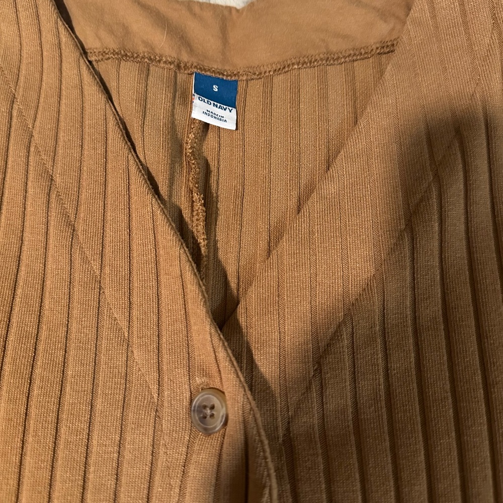 Old Navy Ribbed Button-Down Dress in Tan - Picture 2 of 4